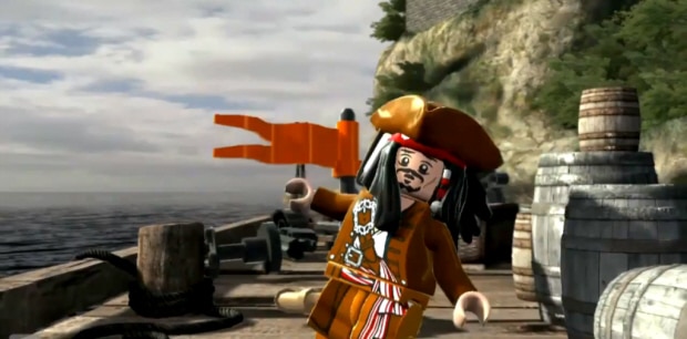 Lego Pirates of the Caribbean videogame screenshot of Jack Sparrow