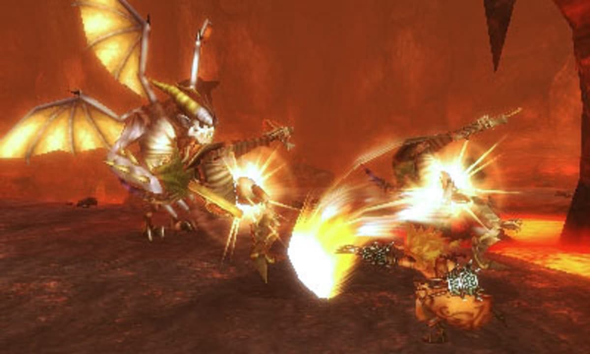 Final Fantasy Explorers Lava Volcano Level Gameplay Screenshot 3DS